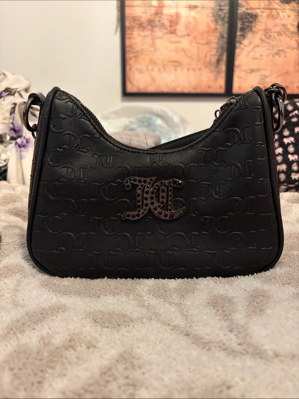 Juicy Couture Black Embossed Logo Shoulder Bag